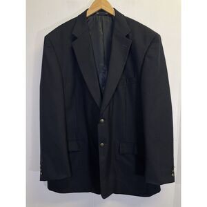 Meeting‎ Street Blazer Sport Coat Mens 48L Navy Blue Metal Buttons Wool Blend